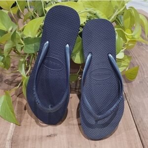 Limited Edition Chrome Blue Havaianas Navy Blue Flip Flops